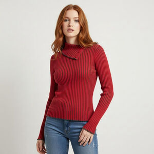 Mossimo Target Vintage Y2K Red Ribbed Cowl Neck Sweater Made in Japan - Medium